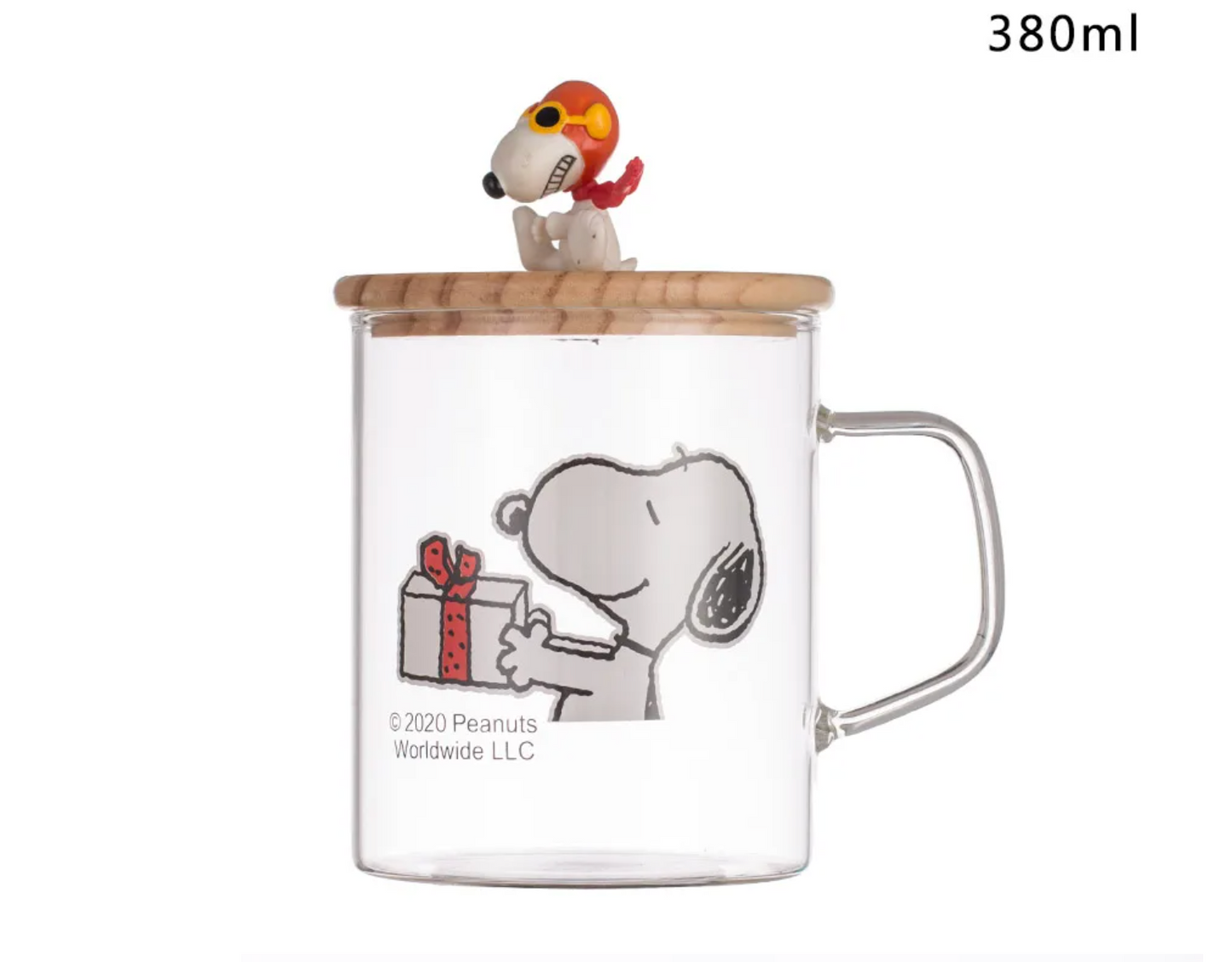 Taza transparente con tapa Snoopy