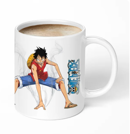 Taza Blanca Luffy One Piece